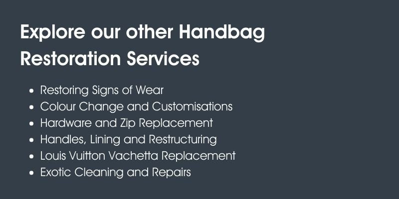 discover all of our services at the handbag clinic
